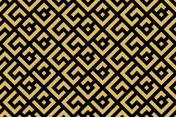 Abstract geometric pattern. A seamless vector background. Gold and black ornament. Graphic modern pattern. Simple lattice graphic design
