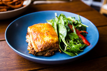 Meat Lasagna with fresh salad