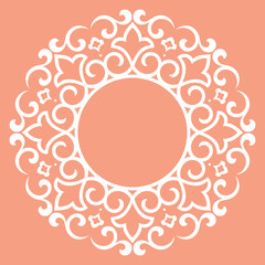 Decorative frame Elegant vector element for design in Eastern style, place for text. Floral pink border. Lace illustration for invitations and greeting cards