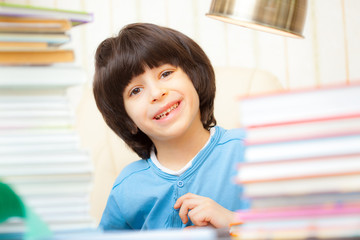 boy in the library