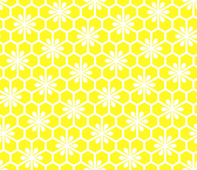 Flower geometric pattern. Seamless vector background. White and yellow ornament. Ornament for fabric, wallpaper, packaging, Decorative print