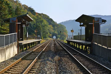 Fototapete Bahnhof ローカル線の無人駅