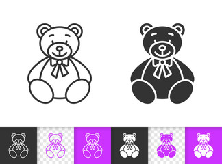 Bear Toy simple black line vector icon