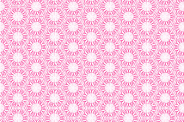 Seamless light texture of three-dimensional elegant flower petals based on hexagonal grid 3D illustration