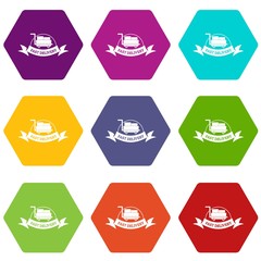 Fast delivery icons 9 set coloful isolated on white for web