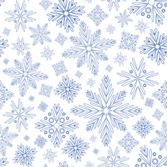 Snowflakes seamless. Vector background. Winter ornament 01