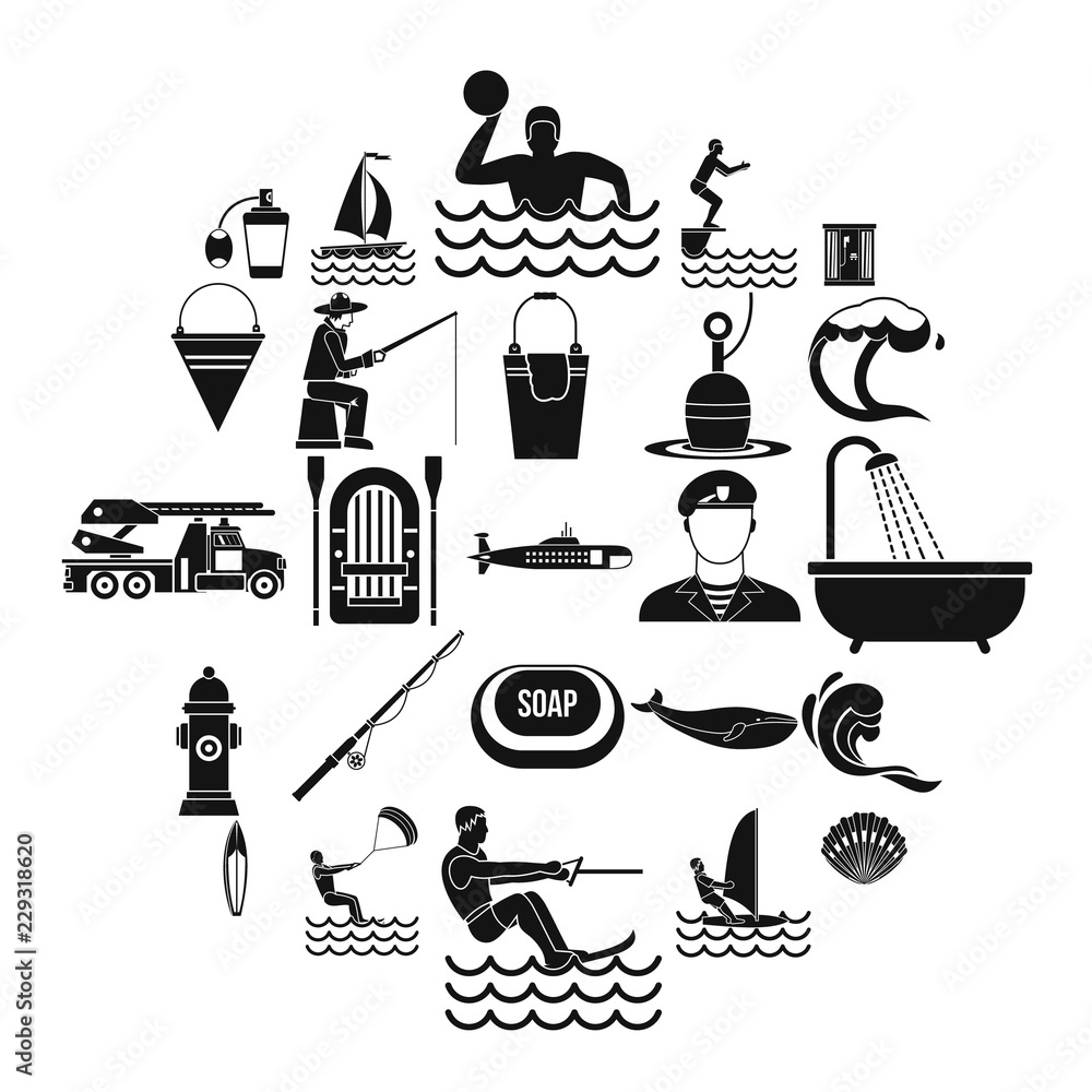 Poster aquatic icons set. simple set of 25 aquatic vector icons for web isolated on white background