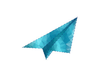 paper airplane, polygon, blue, color
