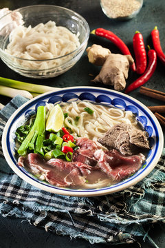 Pho Bo - raw beef noodle soup