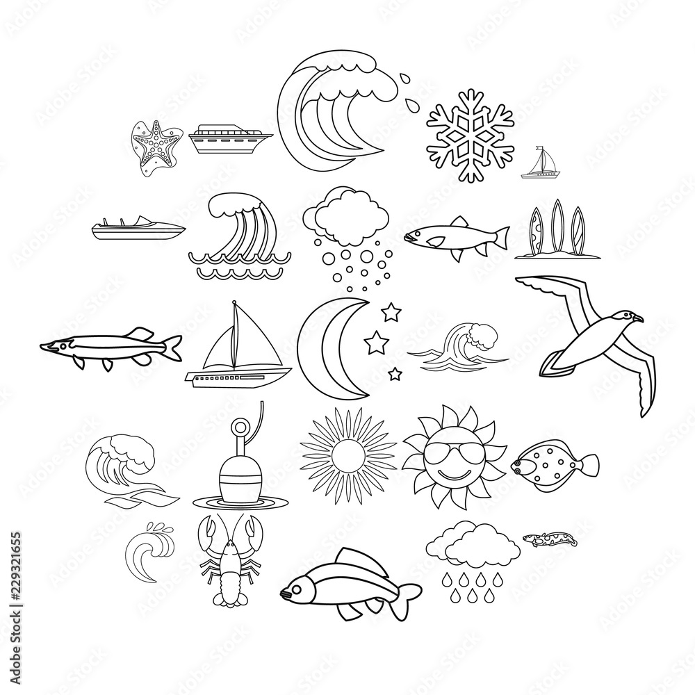 Poster fluid icons set. outline set of 25 fluid vector icons for web isolated on white background