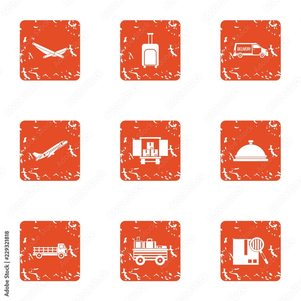 Aufkleber shipment icons set. grunge set of 9 shipment vector icons for web isolated on white background