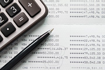 Business, finance, saving money, investment, accounting or taxes concept : Top view or flat lay of...