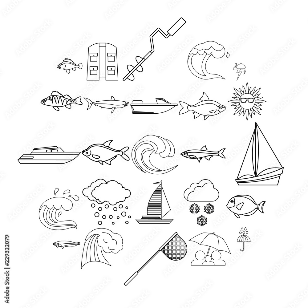 Poster wet icons set. outline set of 25 wet vector icons for web isolated on white background