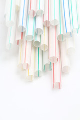 Closeup on colorful plasticc straws