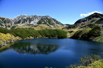 Naklejka na ściany i meble Tateyama Kurobe alpine route; lake mikuriga-ike in Murodo 