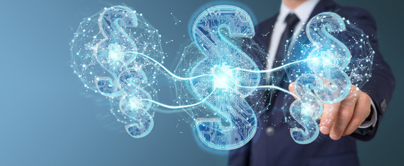 Businessman using 3D rendering digital paragraph law symbol