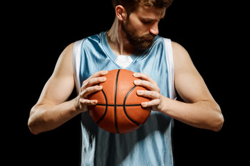 Basketball player holding a ball