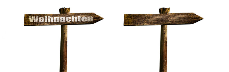 Altes Schild Richtung Weihnachten