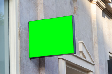 Store brand sign mockup on marble wall