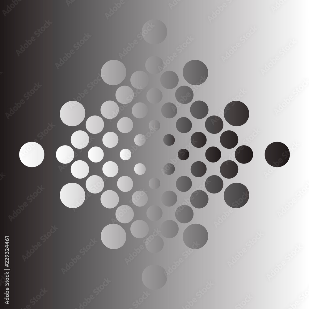 Poster vector design elements. linear gradient halftones. rhombus with dots in black and white, at the back