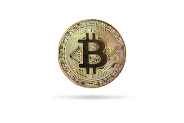 Digital money bitcoin on isolate white background.