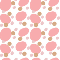 Geometrical background with uneven circles. Abstract round seamless pattern. Hand drawn colorful dots pattern on white background. Vector illustration.