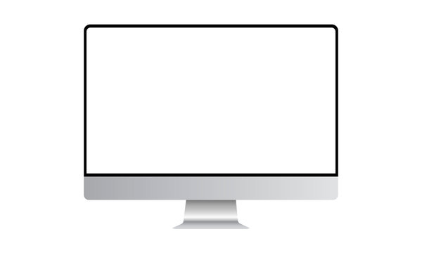 Computer monitor mock up with blank frameless screen - front view. Vector illustration