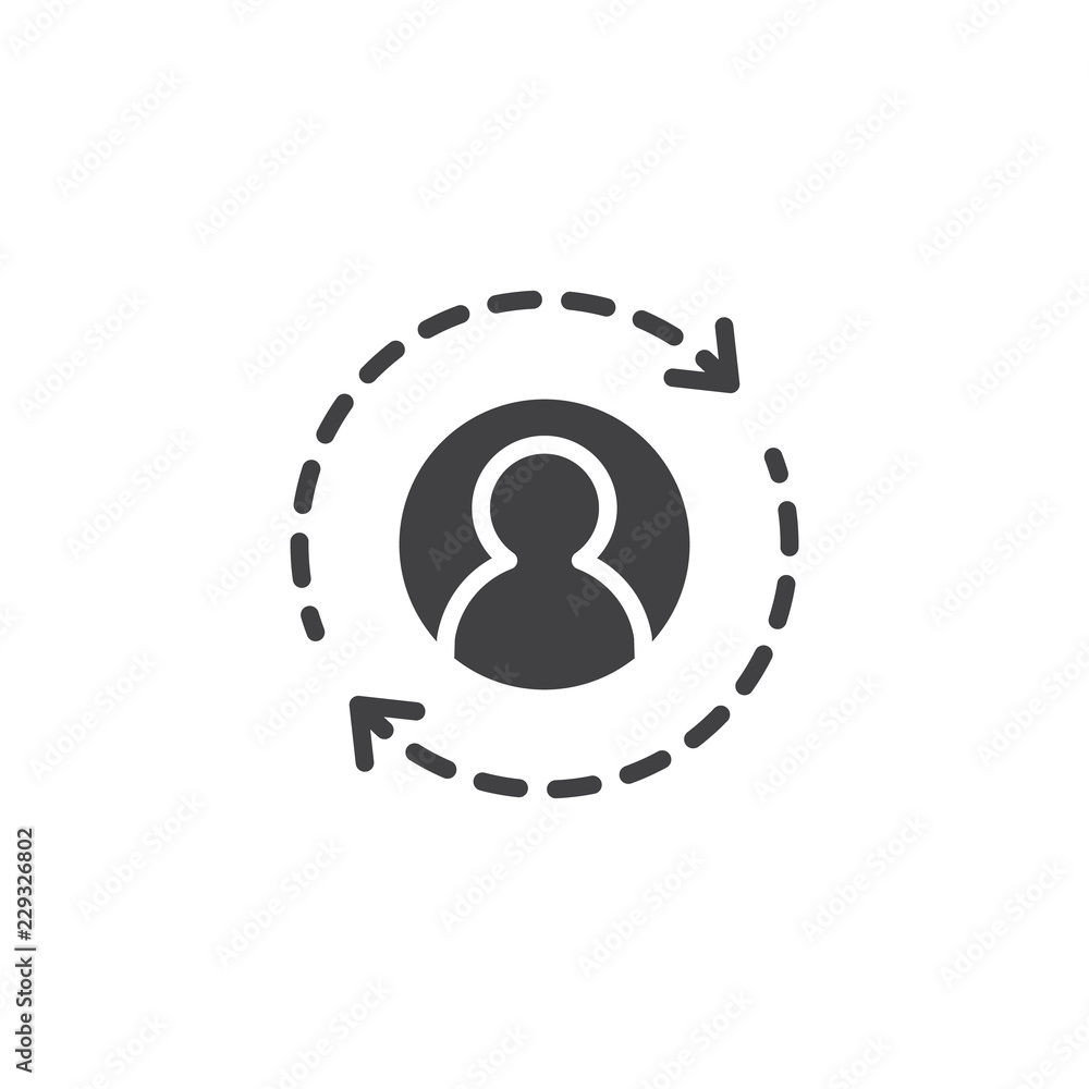 Poster man with arrows around vector icon. filled flat sign for mobile concept and web design. update avata