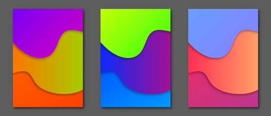 Modern colorful posters set. Gradient shapes composition. EPS10, A4 size.