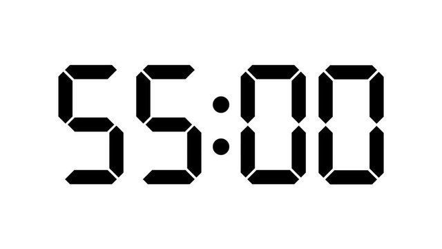 Digital timer countdown of 60 seconds with regular hundredths, 4K UHD, optimized for 25 fps to avoid frame rate distortions and interpolation artifacts - White Background - arzawen.com/timer