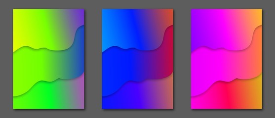 Modern colorful posters set. Gradient shapes composition. EPS10, A4 size.