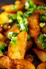 Wedges potatoes with fresh garlic sauce