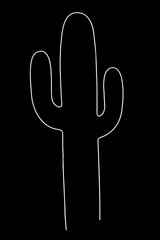 Neon light in cactus shape on black background