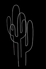 Naklejka premium Neon light in cactus shape on black background