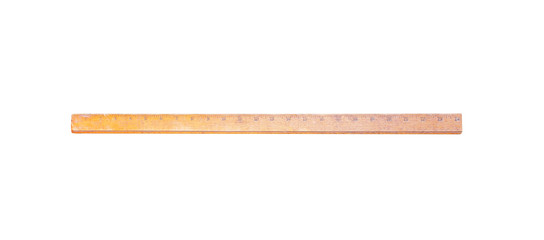 Ancient wood ruler with  inches for dressmaker isolated on a white background