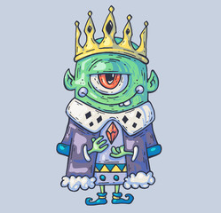 Cave King of Dwarves and Trolls. Cartoon illustration for web and print.