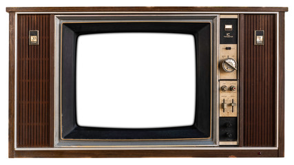 Old TV with white screen.