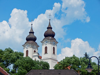 Fototapeta na wymiar Benedictine Abbey Towers, Tihany, Hungary