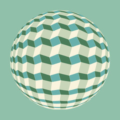 cubic stairs sphere in blue green shades