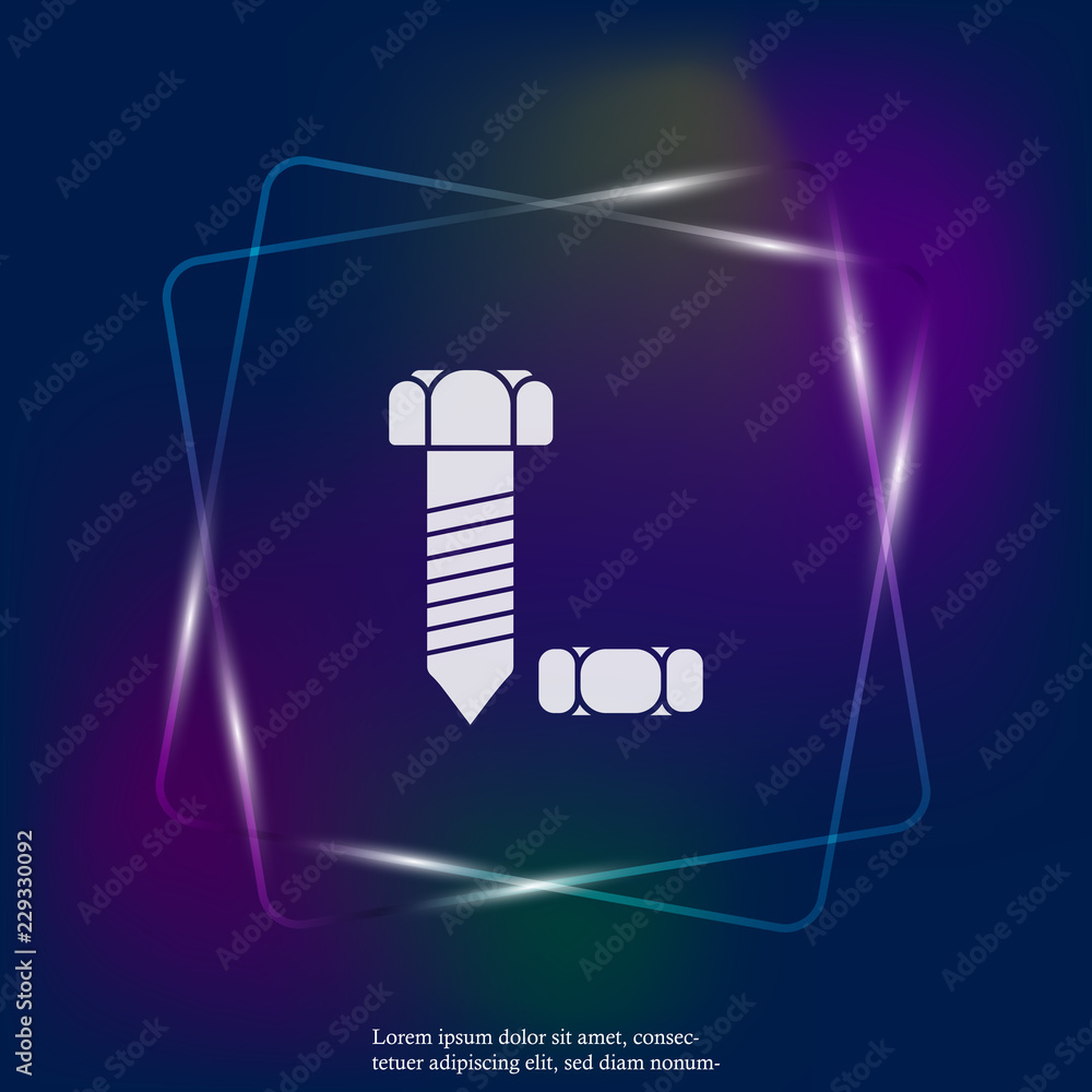 Poster vector neon light image bolt and nut. layers grouped for easy editing illustration. for your design