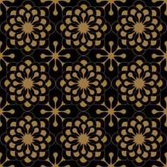 graphic floral mosaic tile in gold black shades