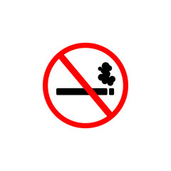 No smoking flat vector prohibition sign with fume