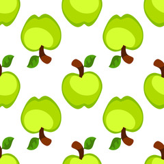Green cartoon apple seamless pattern
