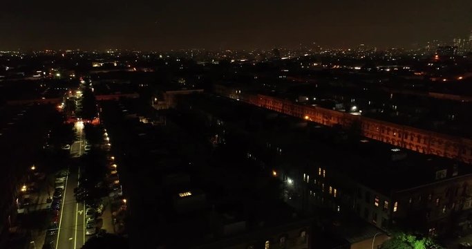 Aerial of Ridgewood Queens and Fireworks