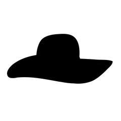 white background, women's hat black silhouette