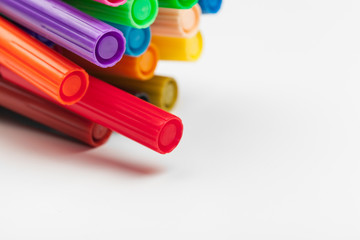 Colored markers isolated on white background