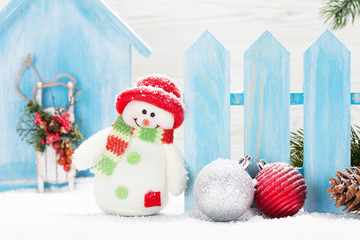 Christmas snowman and xmas decor