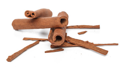 Cinnamon sticks isolated on white background