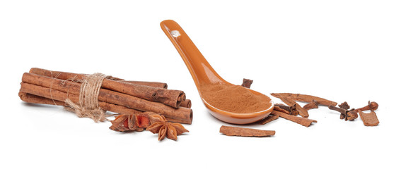 Cinnamon sticks isolated on white background