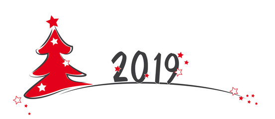 tannenbaum rot mit jahreszahl 2019